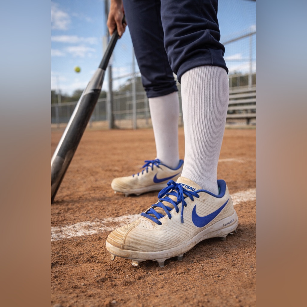 Nike Lunarlon Dragon Softball Cleats Women’s Size 9 White Blue Metal Spikes